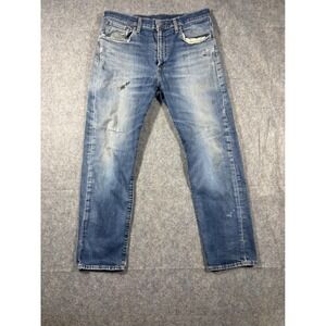 Levi's Premium Mens 501 Straight Fit Distressed Blue Jeans 33x30 Made in Poland